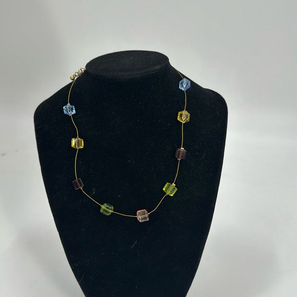 Multi colored glass beaded choker necklace